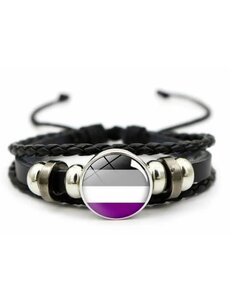  BRAIDED LEATHER WITH METAL BEADS BRACELET