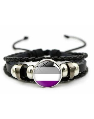  BRAIDED LEATHER WITH METAL BEADS BRACELET