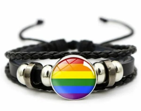 BRAIDED LEATHER WITH METAL BEADS BRACELET