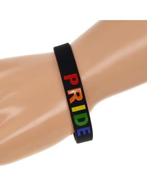  RAINBOW 'PRIDE' BLACK SILICONE BRACELET