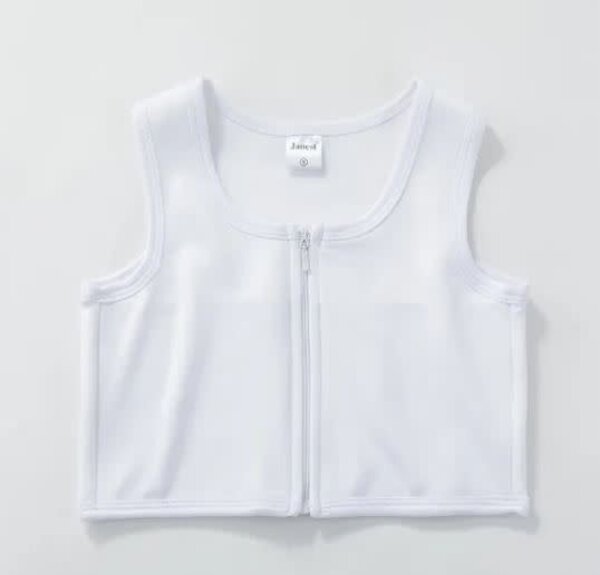 REINFORCED WHITE ZIP-UP CHEST BINDER