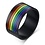 RAINBOW STAINLESS STEEL ENAMEL RING W/ TOP RAINBOW LINES BLACK