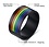 RAINBOW STAINLESS STEEL ENAMEL RING W/ TOP RAINBOW LINES BLACK