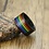 RAINBOW STAINLESS STEEL ENAMEL RING W/ TOP RAINBOW LINES BLACK