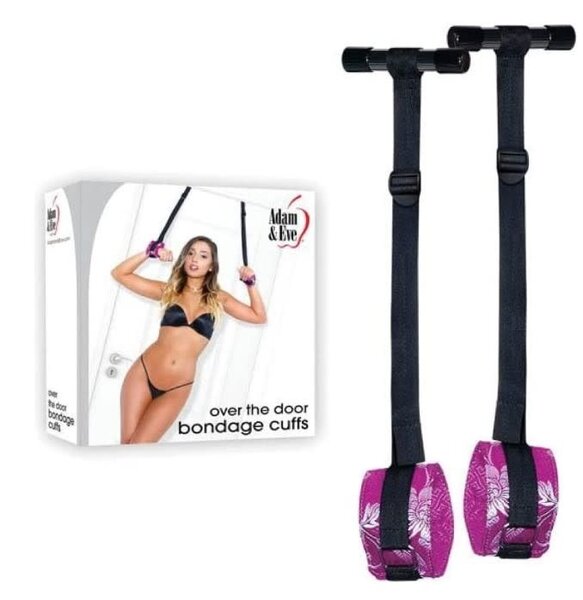 ADAM & EVE ADAM AND EVE OVER THE DOOR BONDAGE CUFFS PINK   (DISC.)