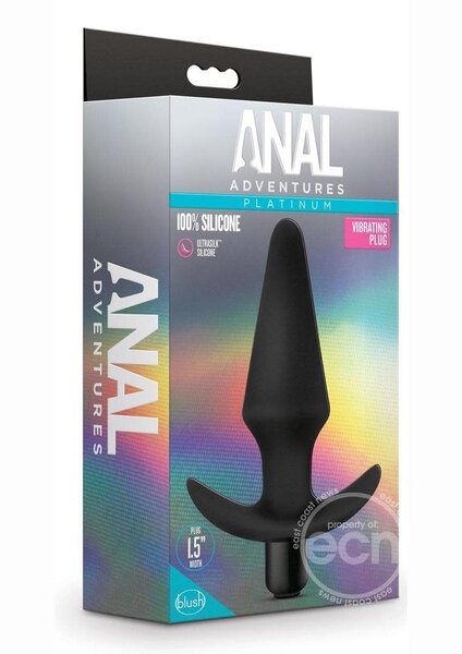 ANAL ADVENTURES ANAL ADVENTURES PLATINUM SILICONE VIBRATING PLUG BLACK