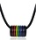 BLACK STAINLESS STEEL MATTE FINISH RAINBOW STRIPED TUBE  PENDANT NECKLACE