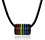 BLACK STAINLESS STEEL MATTE FINISH RAINBOW STRIPED TUBE  PENDANT NECKLACE