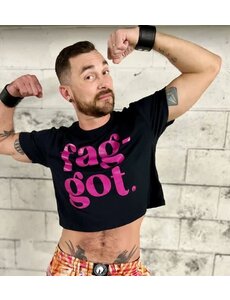 HORSE & HORN HORSE & HORN FAG-GOT CROP TOP BLACK & HOT PINK