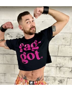 HORSE & HORN HORSE & HORN FAG-GOT CROP TOP BLACK & HOT PINK