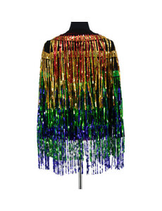 WESTERN FASHION RAINBOW COLOR SHORT FRINGED JACKET