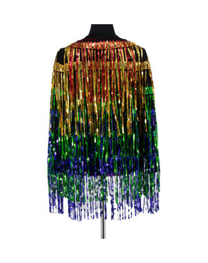 WESTERN FASHION RAINBOW COLOR SHORT FRINGED JACKET