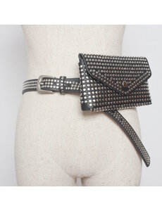 WESTERN FASHION PU AND RHINESTONE BELTED FANNY PACK