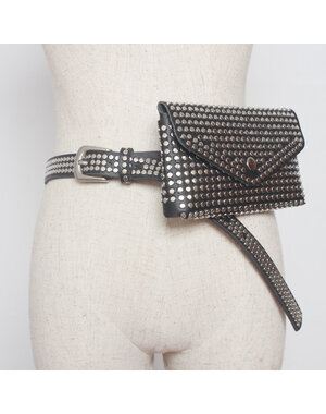 WESTERN FASHION PU AND RHINESTONE BELTED FANNY PACK