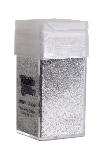WESTERN FASHION FINE GLITTER SQUARE BOTTLE SILVER 1.5 OZ