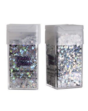 WESTERN FASHION MIXED SIZED GLITTER-SQUARE BOTTLE SILVER AB 1.5 OZ