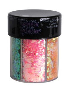 WESTERN FASHION CHUNKY GLITTER 6 COLOR OVAL BOTTLE  1.5 OZ