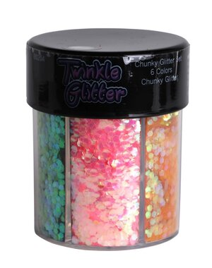 WESTERN FASHION CHUNKY GLITTER 6 COLOR OVAL BOTTLE  1.5 OZ