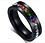 RAINBOW BLACK STAINLESS STEEL RAINBOW STONES RING