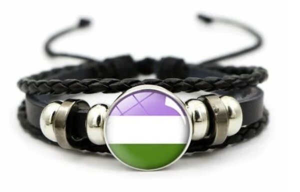 BRAIDED LEATHER WITH METAL BEADS BRACELET