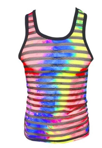 KNOBS KNOBS TIE DYE & MESH STRIPED TANK