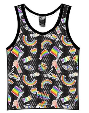KNOBS KNOBS PRIDE STICKERS BLACK MESH TANK