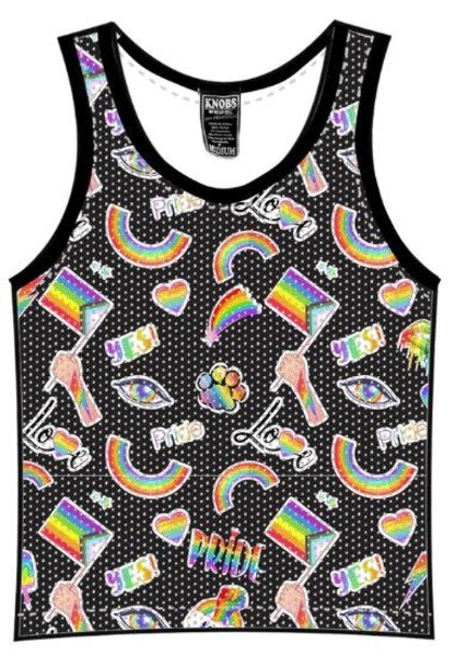 KNOBS KNOBS PRIDE STICKERS BLACK MESH TANK