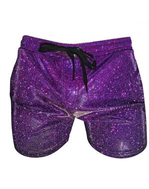 KNOBS KNOBS PURPLE GLITTER SHORTS WITH POCKETS