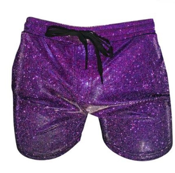 KNOBS KNOBS PURPLE GLITTER SHORTS WITH POCKETS