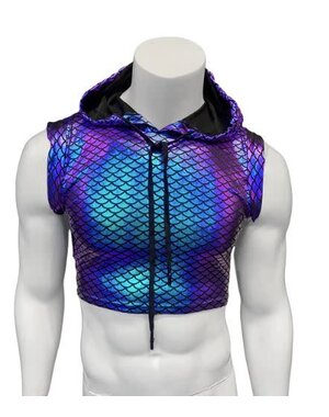 KNOBS KNOBS PURPLE MERMAID HOODED CROP TOP