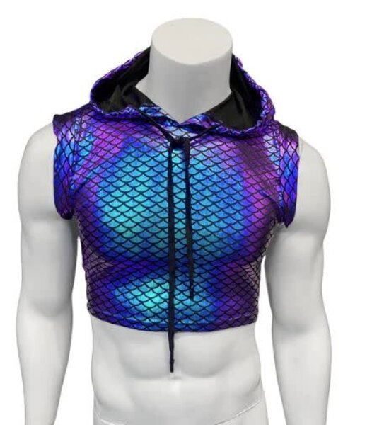 KNOBS KNOBS PURPLE MERMAID HOODED CROP TOP