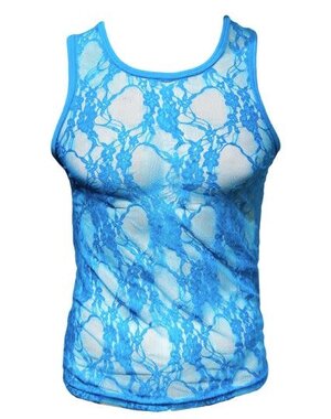 KNOBS KNOBS SKY BLUE LACE MESH TANK
