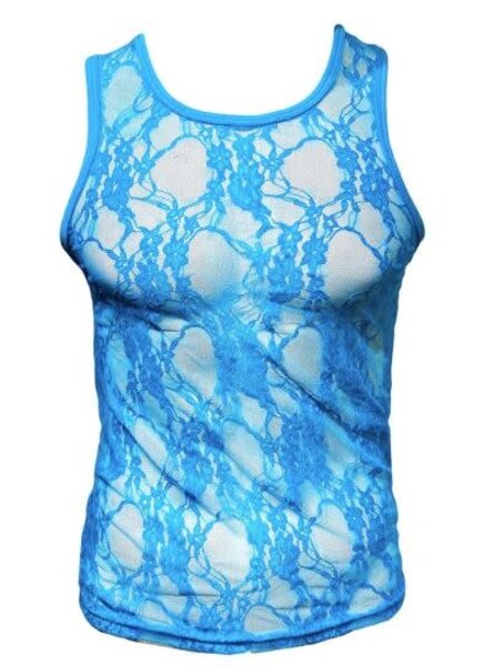 KNOBS KNOBS SKY BLUE LACE MESH TANK
