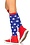 LEG AVENUE STAR PRINT KNEE HIGH SOCKS BLUE WITH RED TRIM ONE SIZE