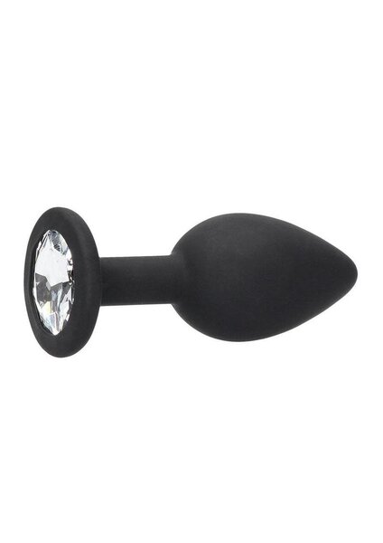 OUCH! OUCH BEJEWELED SILICONE BUTT PLUG BLACK
