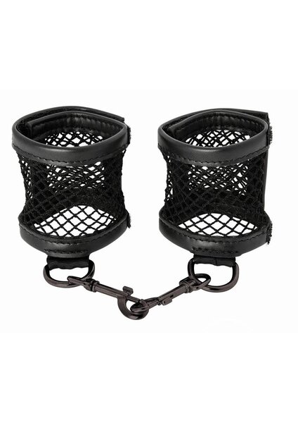 SPORTSHEETS SEX & MISCHIEF BLACK FISHNET CUFFS