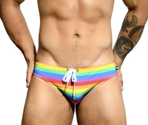 ANDREW CHRISTIAN ANDREW CHRISTIAN PRIDE STRIPE SWIM BIKINI XS