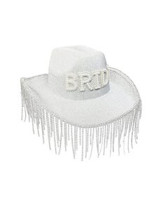 OLE FASHION BRIDE COWBOY HAT WITH RHINESTONE TASSELS