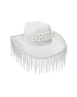 OLE FASHION BRIDE COWBOY HAT WITH RHINESTONE TASSELS