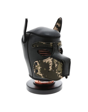  UNTAMED SPANDEX DOG MASK BLACK & CAMO SMALL/MEDIUM