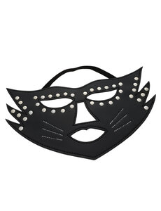 53X UNTAMED BLACK FAUX LEATHER STUDDED FULL FACE CAT MASK