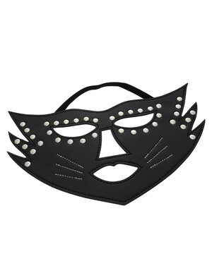 53X UNTAMED BLACK FAUX LEATHER STUDDED FULL FACE CAT MASK