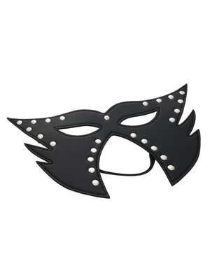 53X SEXCAPADES BLACK FAUX LEATHER FULL FACE STUDDED CAT MASK