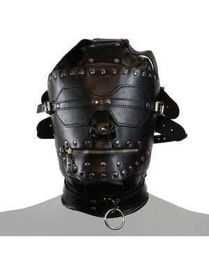 53X UNTAMED BLACK FAUX LEATHER METAL STUDDED DUNGEON MASK