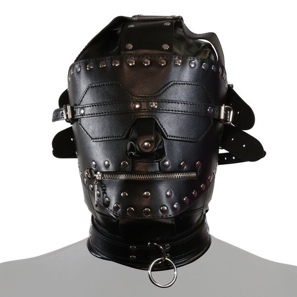 53X UNTAMED BLACK FAUX LEATHER METAL STUDDED DUNGEON MASK