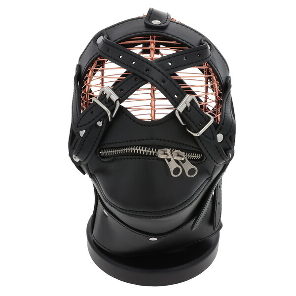 53X UNTAMED BLACK PVC & METAL ZIPPER DUNGEON MASK
