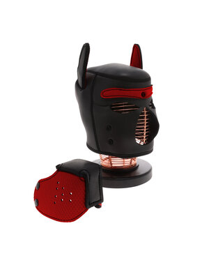 53X UNTAMED SPANDEX DOG MASK BLACK & RED LARGE/X-LARGE