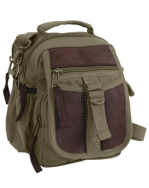 ROTHCO ROTHCO CANVAS & LEATHER TRAVEL SHOULDER BAG OLIVE DRAB