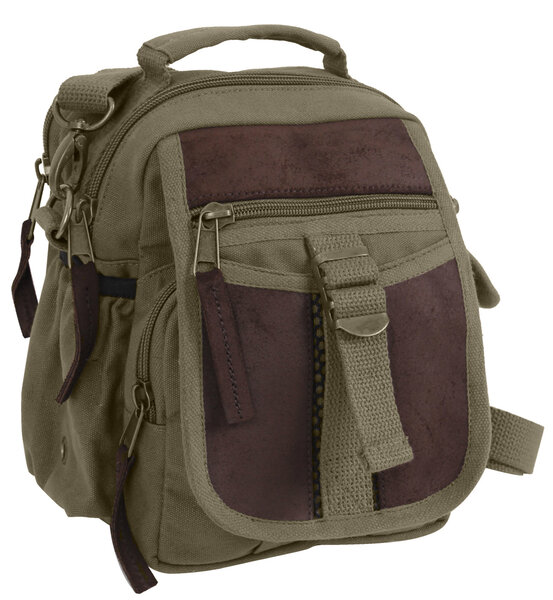 ROTHCO ROTHCO CANVAS & LEATHER TRAVEL SHOULDER BAG OLIVE DRAB