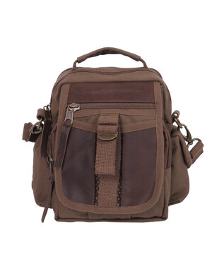 ROTHCO ROTHCO CANVAS & LEATHER TRAVEL SHOULDER BAG BROWN